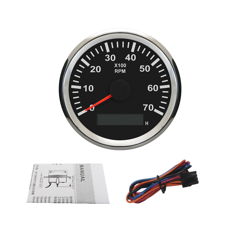 Universal Tachometer RPM REV Counter with Hour Meter 3000/4000/6000/7000/8000 RPM 85mm 9-32V with Backlight