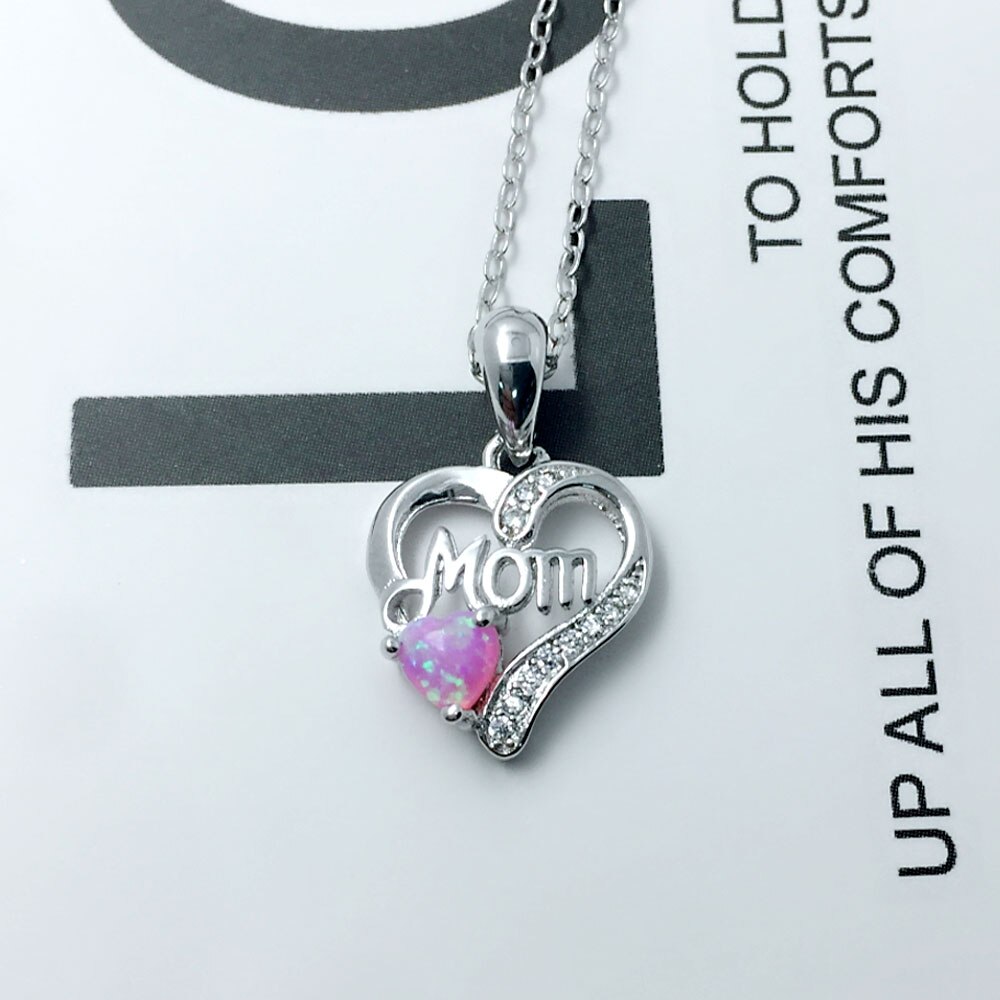 Collares de plata de ley 925 auténtica para mujer, colgantes con forma de corazón Ópalo, piedra, el mejor de joyería para madre (Lam Hub Fong)