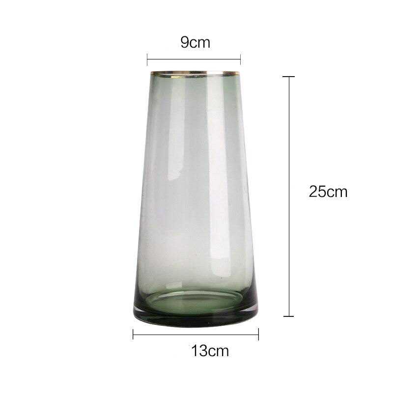 Luxe handgetekende gouden vazen voor kantoor, thuis, woonkamer, tafeldecoratie, vaas, eenvoud, transparante glazen vaas: 8