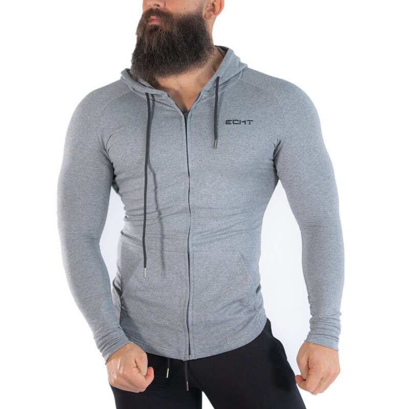 Herfst winter Mannen Gym Hoodies Fitness Bodybuilding Sweater Trui Sportkleding Mannelijke Workout Capuchon Kleding: M / Grijs