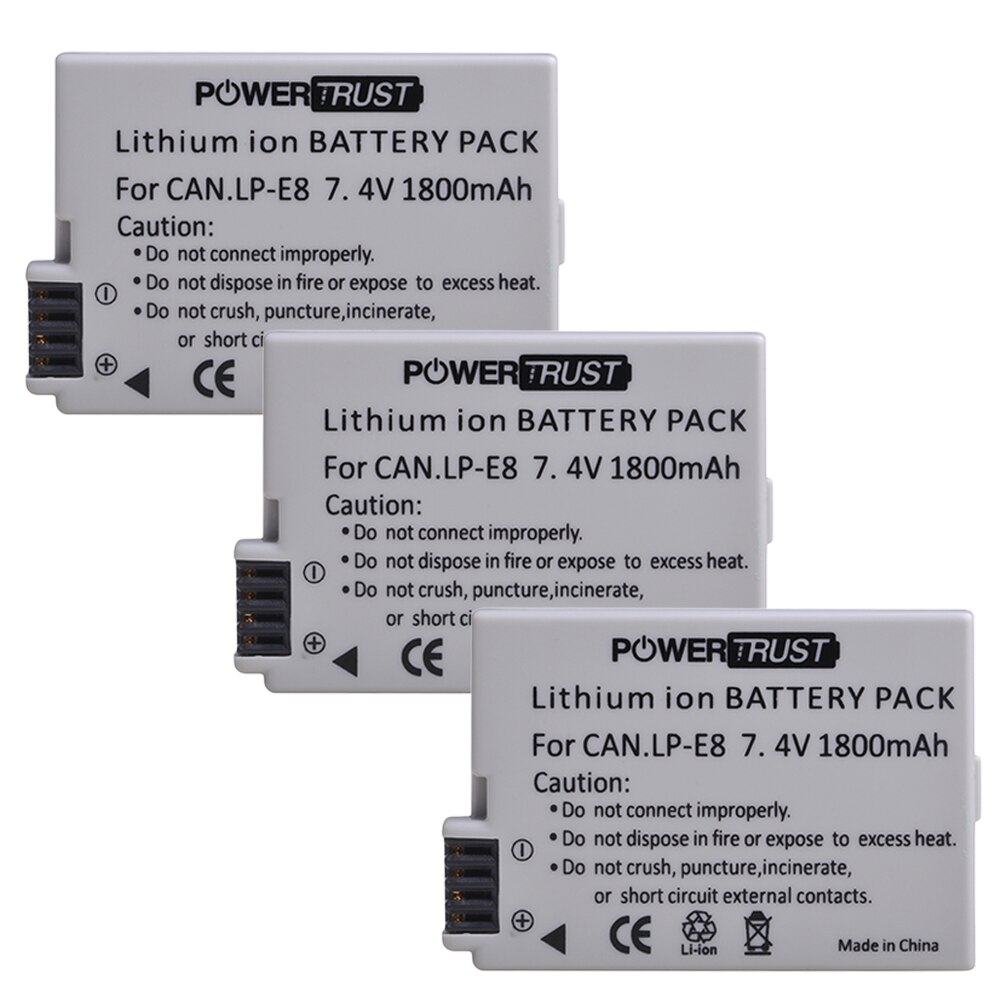PowerTrust LP-E8 LPE8 LP E8 Batterie pour Appareil Photo Canon EOS 550D 600D 650D 700D baiser X4 X5 X6i X7i Rebelles T2i T3i T4i T5i: 3Battery