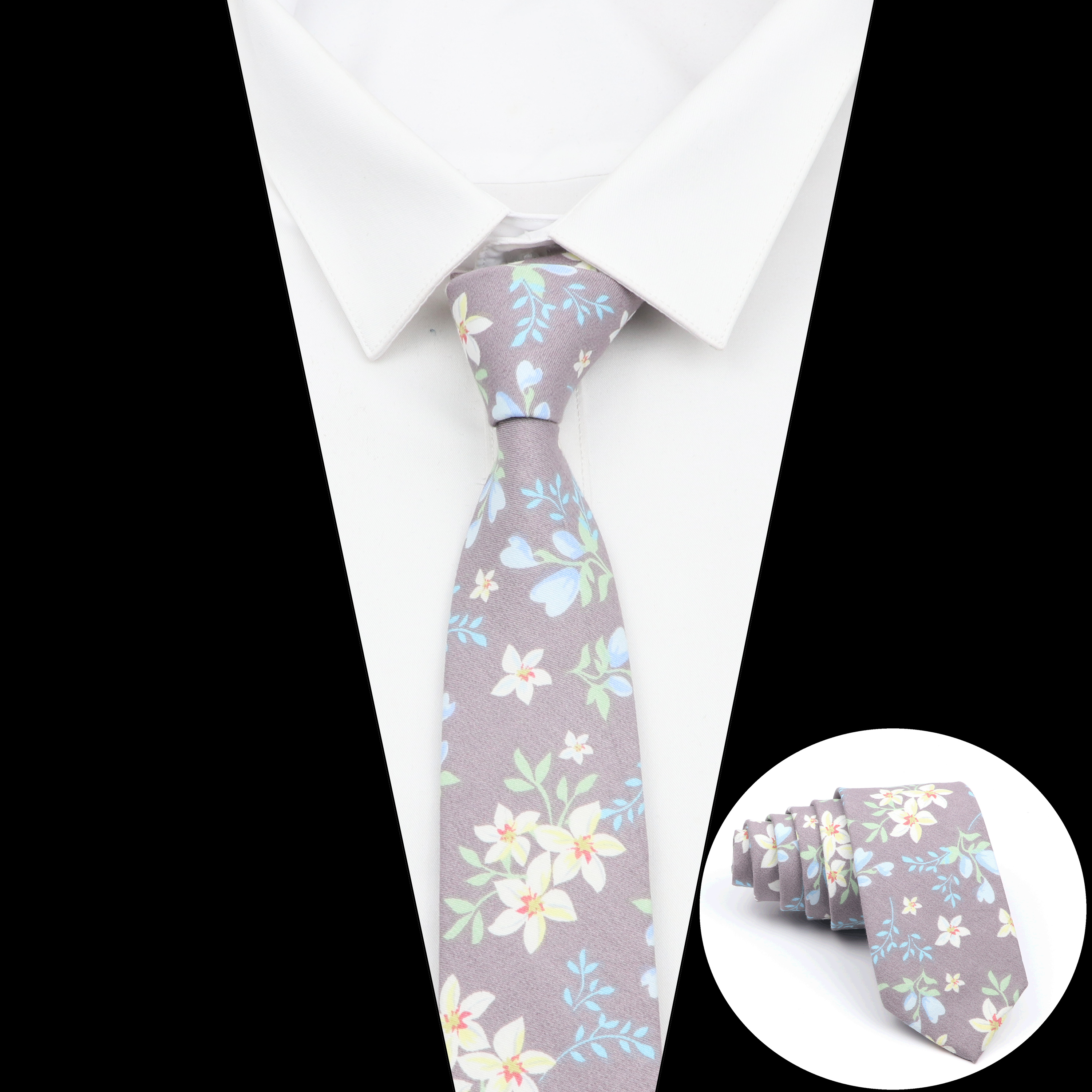 Cotton Floral Tie For Men Women Skinny Print Necktie For Wedding Casual Man's Neckties Classic Suits Flower Cravat