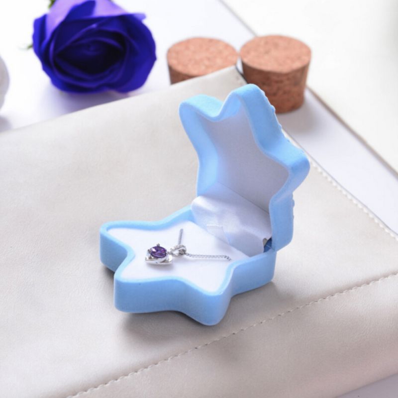 Effen kleur mooie dozen ringdoos organizer opbergdoos display fluwelen dames sieraden zeester oorbel