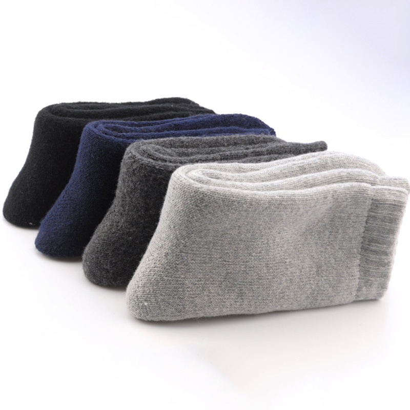 3 Pairs Men's Winter Socks Canada 30 Degrees Below Zero Resist Cold Wool Socks For Men Thicken Pile Socks Solid Color Warm Meias