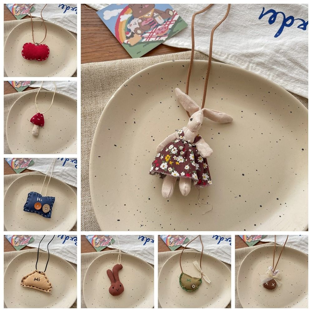 zur Seite fahren Kette Zubehör Stoff freundlicher Halskette Hase Pilz niedlichen Ebene Anhänger Schlüsselband Stoff Kawaii hängende Ornamente