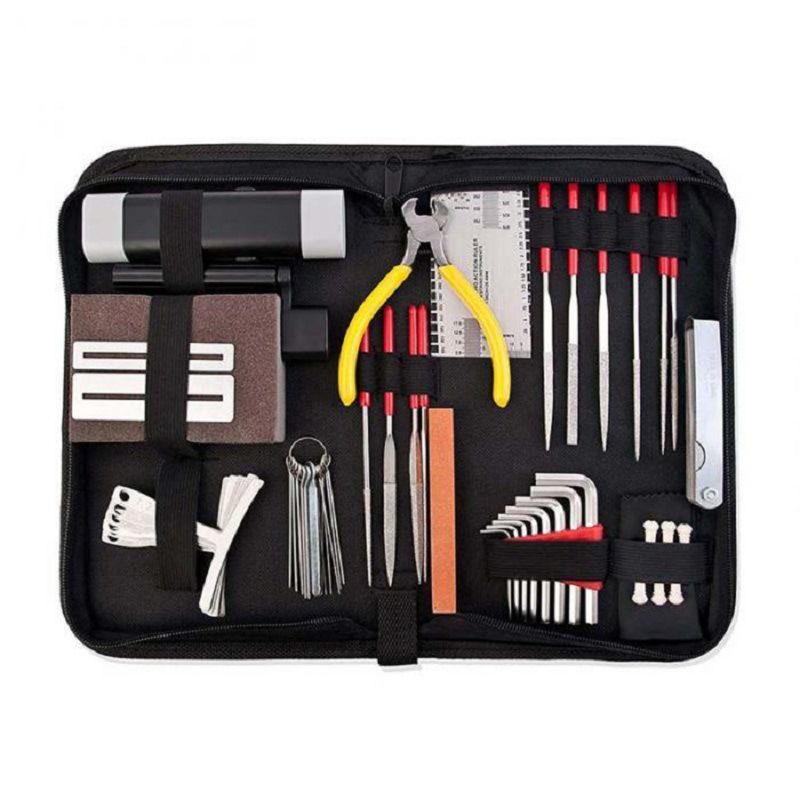 Kit completo de 42 piezas de herramientas de mantenimiento y reparación de guitarra, herramientas de reparación de guitarra para ukelele bajo mandolina Banjo guitarra