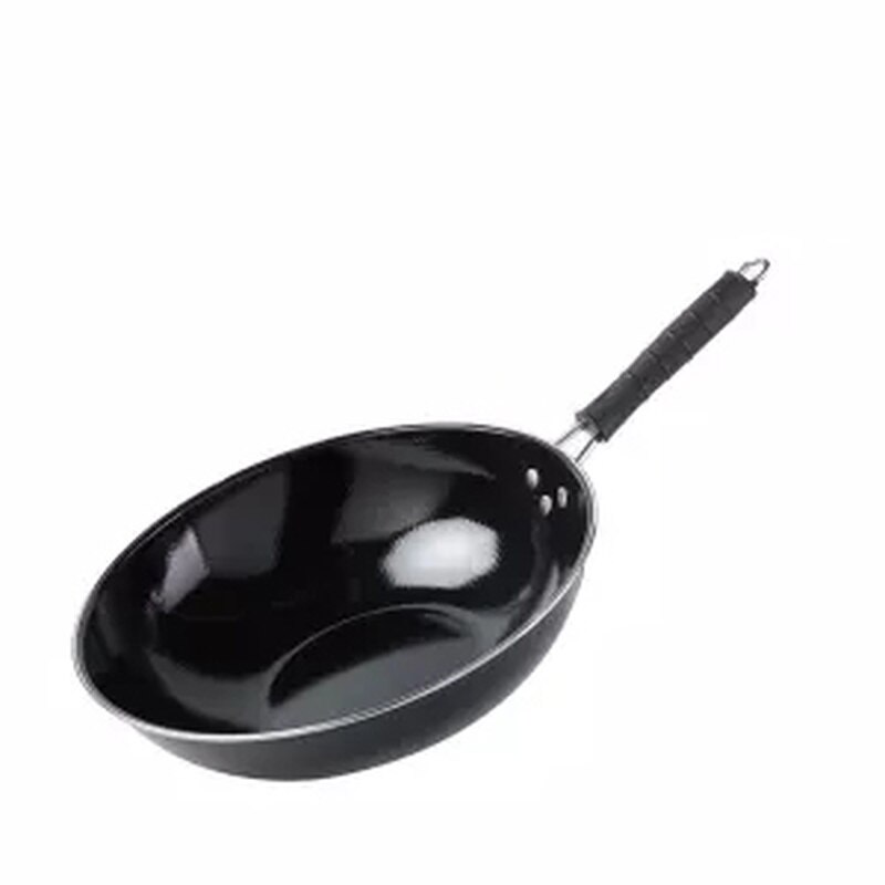 Emalje wok non-stick pande husholdning ubelagt rustfri jern pande gaskomfur induktionskomfur speciel flad bund wok kogegryde