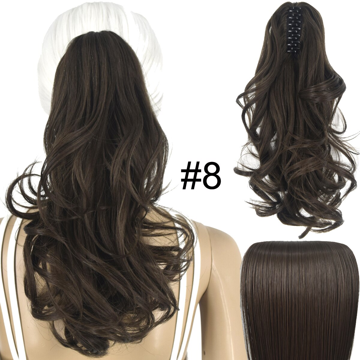 Topreety Hittebestendige Synthetische Haar 90gr 14 "35 Cm Golvend Claw Clip In/Op Paardenstaart Hair Extensions CP-222: 8