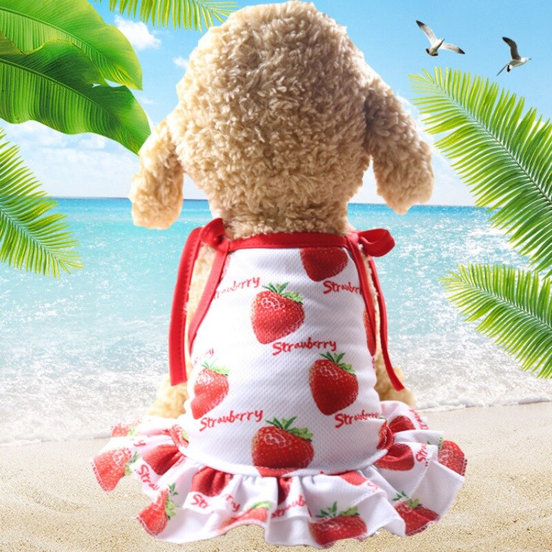 Fruit Print Pet Dog Jurken Voor Kleine Honden Kleding Zomer Jurk Leuke Jurk, puppy Hond Kleren Chihuahua Honden Huisdieren Kleding Grappige: Strawberry / M for 2-3 kg
