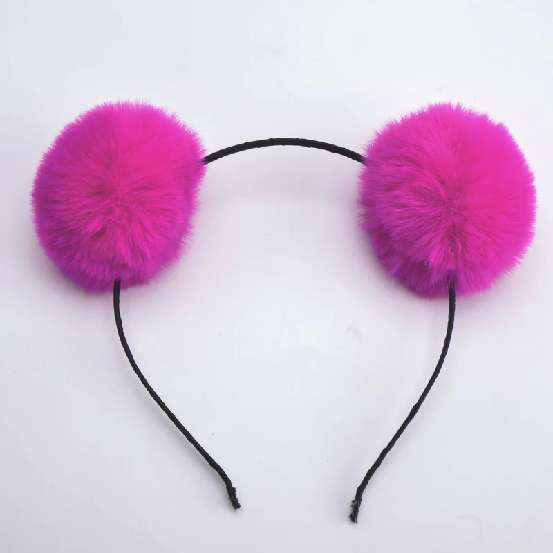 Schattige pomponbal oortjes pluizige balletjes leuke haarband haarband mooie haaraccessoires: Multi
