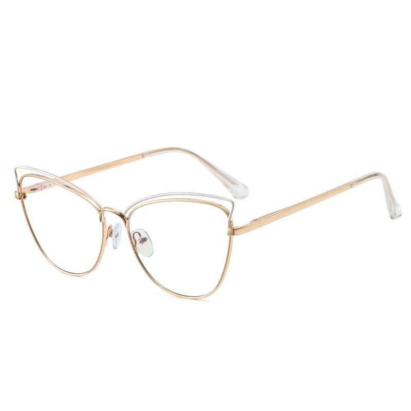 Anti-Blue Blocking Glasses Trends Cat Eye Women's Glasses Frame Oversized Optical Decorative Glasses: White