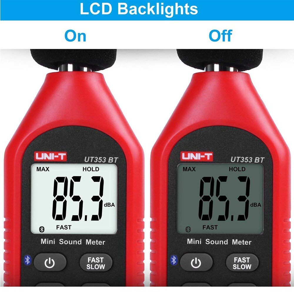 UNI-T UT353BT Mini Bluetooth Digital Noise Meter 30-130dba DB Monitoring Sound Level Meter Backlit LCD Display