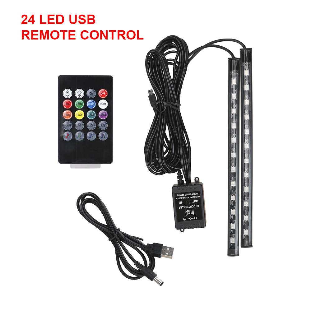 Ambient Lamp Remote/Voice Control Automotive Interior Decorative Lights 24/36/48 LED LED Car Foot Light Atmosphere Lamp