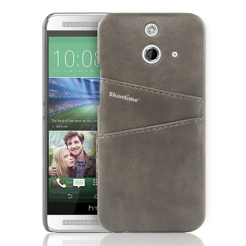 Luxury Vintage Pu Leather Wallet Case For HTC One E8 Phone Bag Case For HTC One M8 Business Card Slots Case: For HTC One E8 / Gray