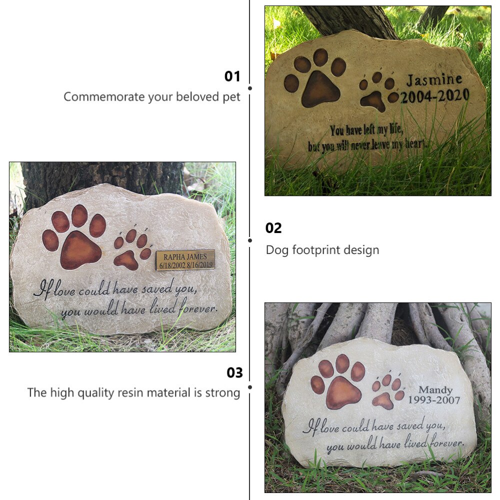 Dog Gravestone Paw Printing Pet Remembrance Memorial Stone Plaque Garden Stone