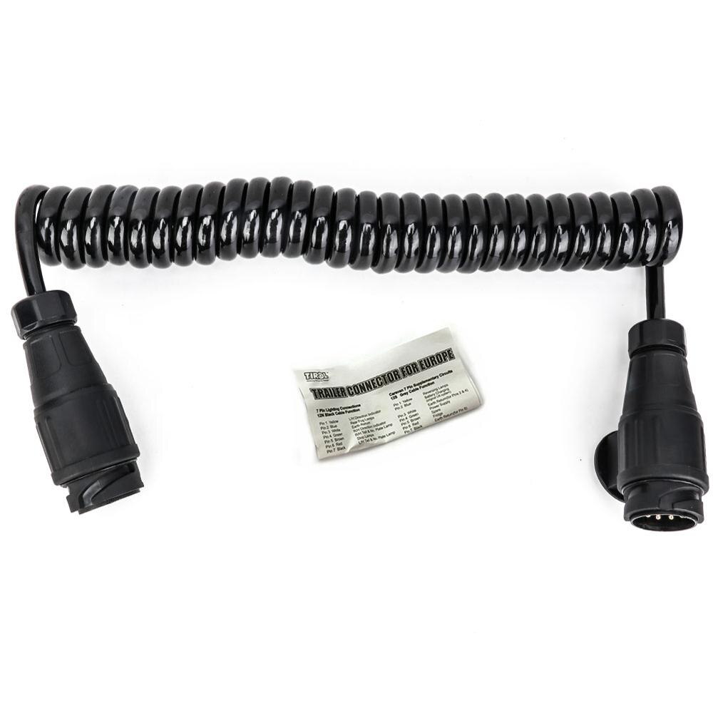 Tirol 13- polet plast trailer han stik adapter 12v med 4m fjeder ledning  t23012 p 3 han til han stik bil trailer stik adapter