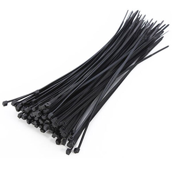 100pcs 3x200mm Black Self Locking Cable Tie Nylon Fasten Zip Wire Wrap Strap