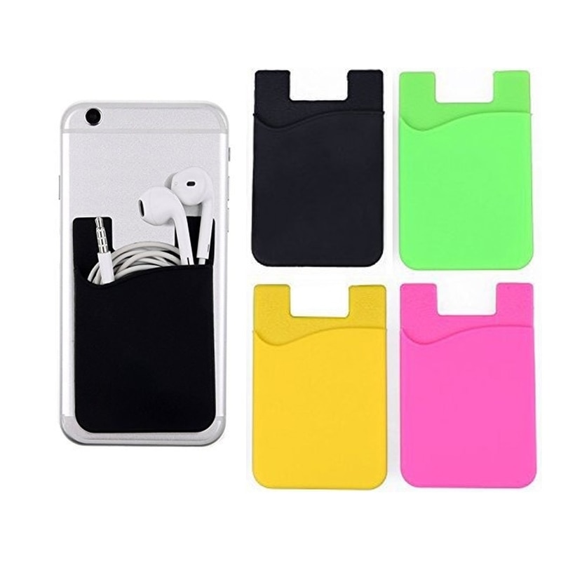 1PCS Silicone Card Cover Mobile Phone Back Pocket Women Men Card Case Elastic Non-slip Cell Phone Stick Adhesive Card Holder