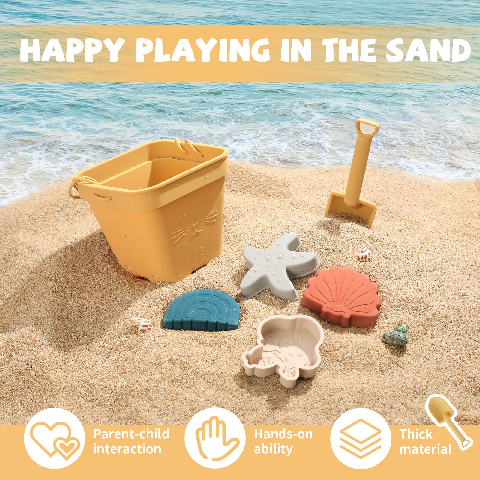 6 Pcs/set Summer Outdoor Children Beach Toys Mini Digging Sand Tool with Shovel Portable Children Bucket Sandbox Toy Kids