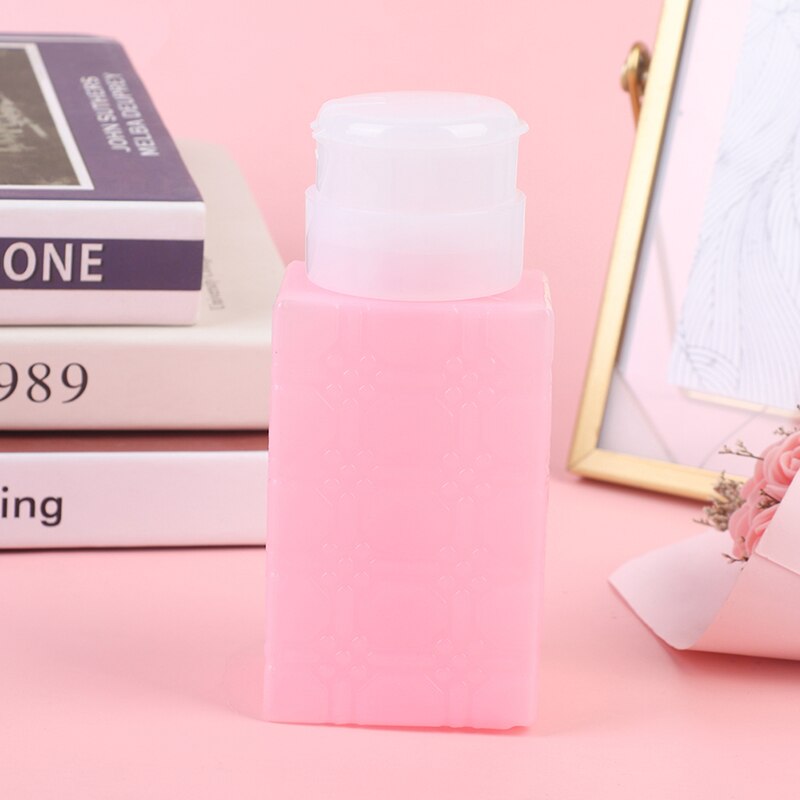 1 PC 220ML Empty Pump Dispenser Container Cleaner Nail Polish Remover Liquid Bottle: Pink