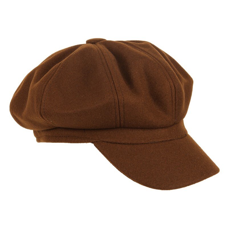 Newsboy Caps Women Winter Soft wool Gatsby Cap Octagonal Baker Peaked Beret Driving Hat Female Sunscreen Hats Painter Tour cap: Caramel Color