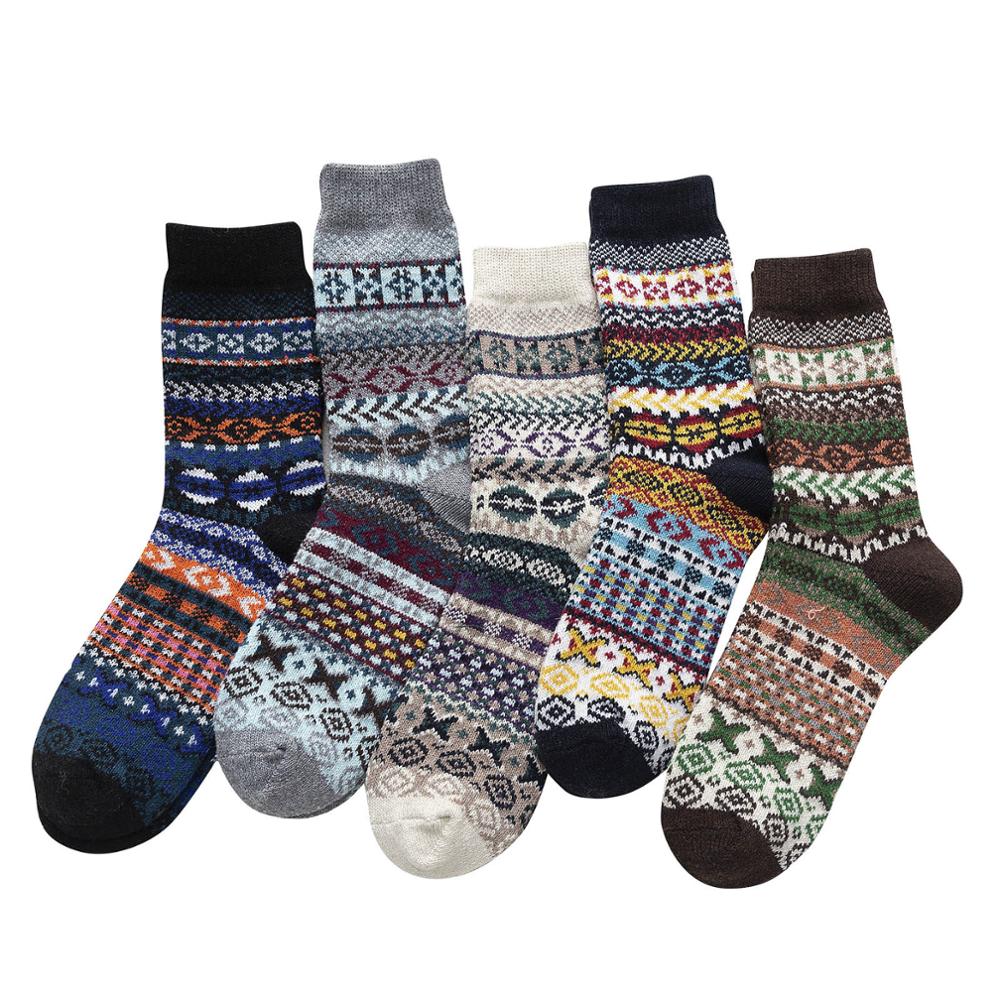 Neue Skarpetki Damskie 5 Par Frauen Socken Vintage Winter Weiche Warme Kalten Stricken Wolle Socken Calcetines Mujer Chausette Femme: A