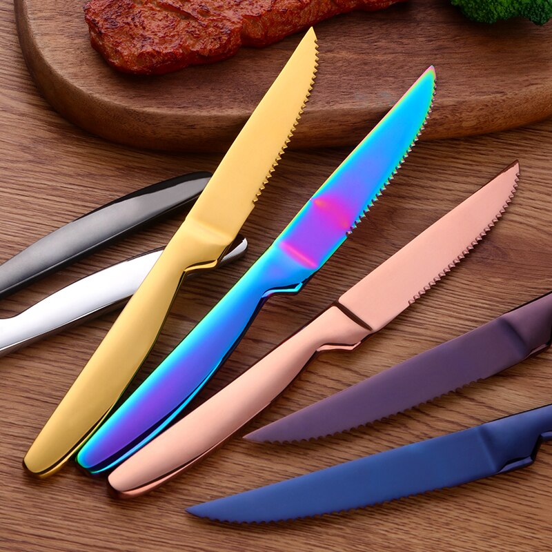 4 st köksknivset i rostfritt stål bestick vass guldkniv kött grönsaksfruktskärare 22 x 2cm kockkniv