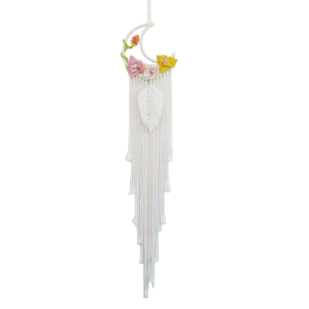 Moon dreamcatcher macrame bomull vävt bohemiskt vägghängande gobelängsmycke för flicka sovrum vardagsrumsdekoration