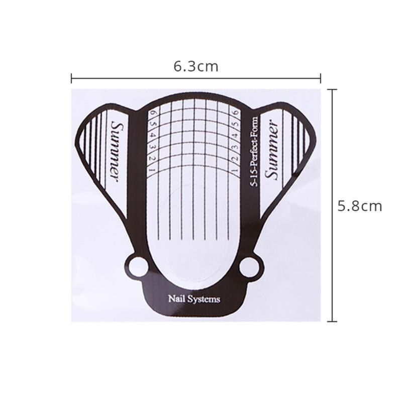 100pcs Nail Form Transparent Nail Art French Acrylic UV Gel Tips Extension Sticker Builder Form Guide Stencil Manicure Tools