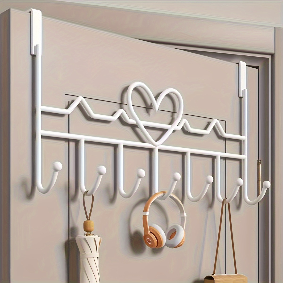 Porta em forma de coração atrás do gancho de armazenamento de parede pendurado cabide gancho punch-livre cabide quarto organizador acessórios de armazenamento