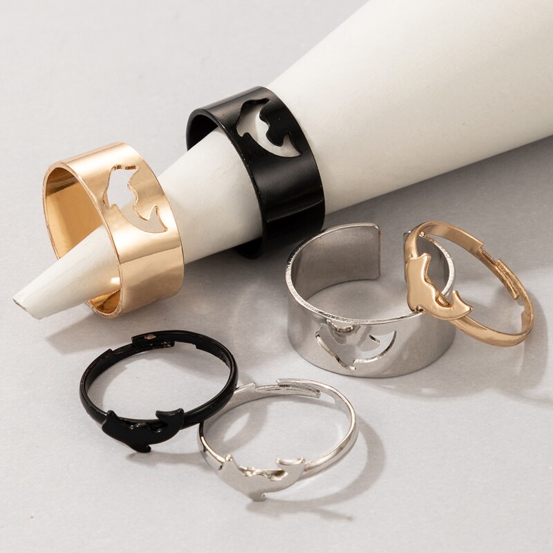 Docona Böhmischen Sterne Mond Bunte Ringe für Frauen Männer Neue modisch Hohl Herz Schmetterling Liebhaber Paar Ring Hochzeit Schmuck