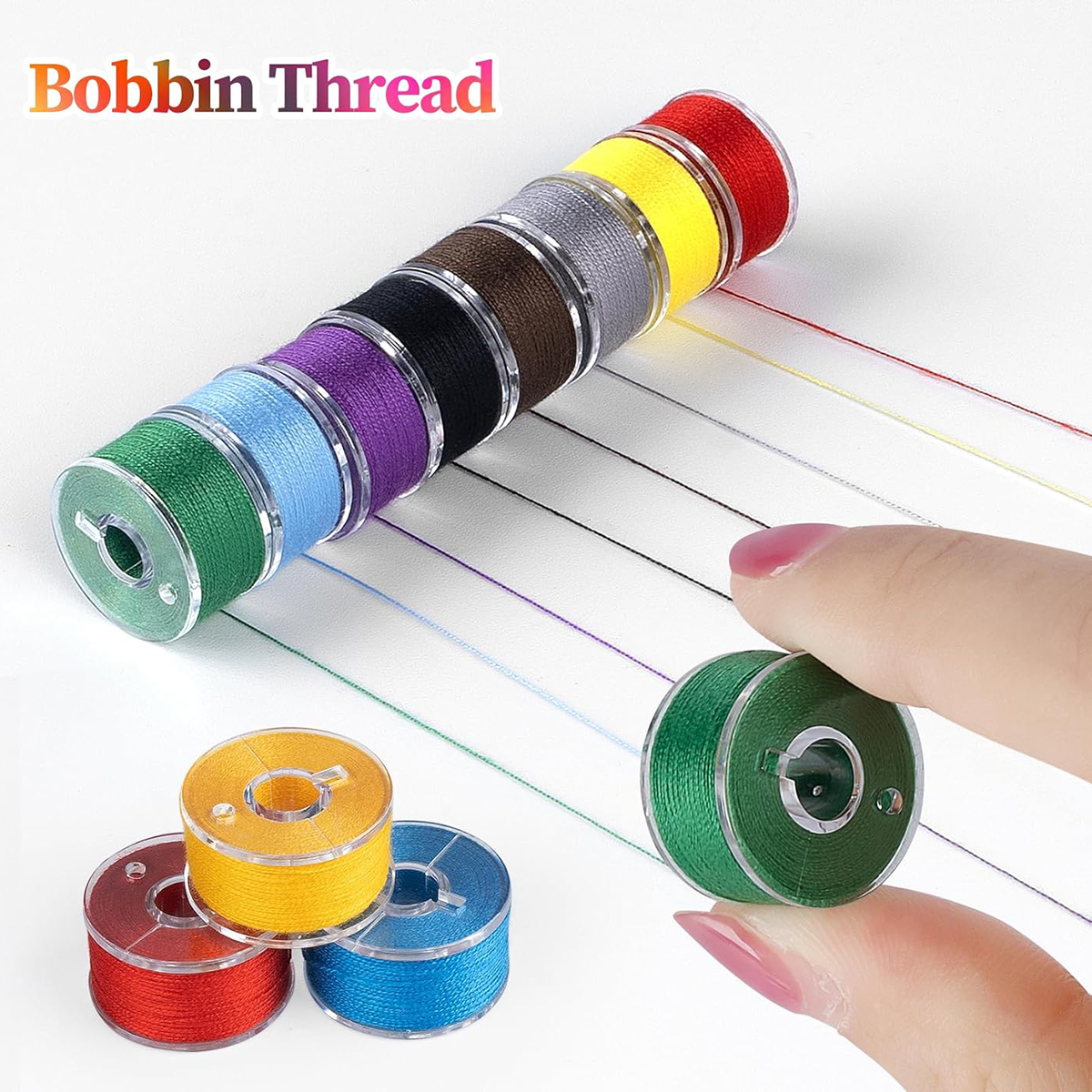 Bobinas de 20 piezas y hilos de coser, juego de bobinas de costura de hilo de bobina preenrolladas para máquina de coser casera Universal, hilo de poliéster