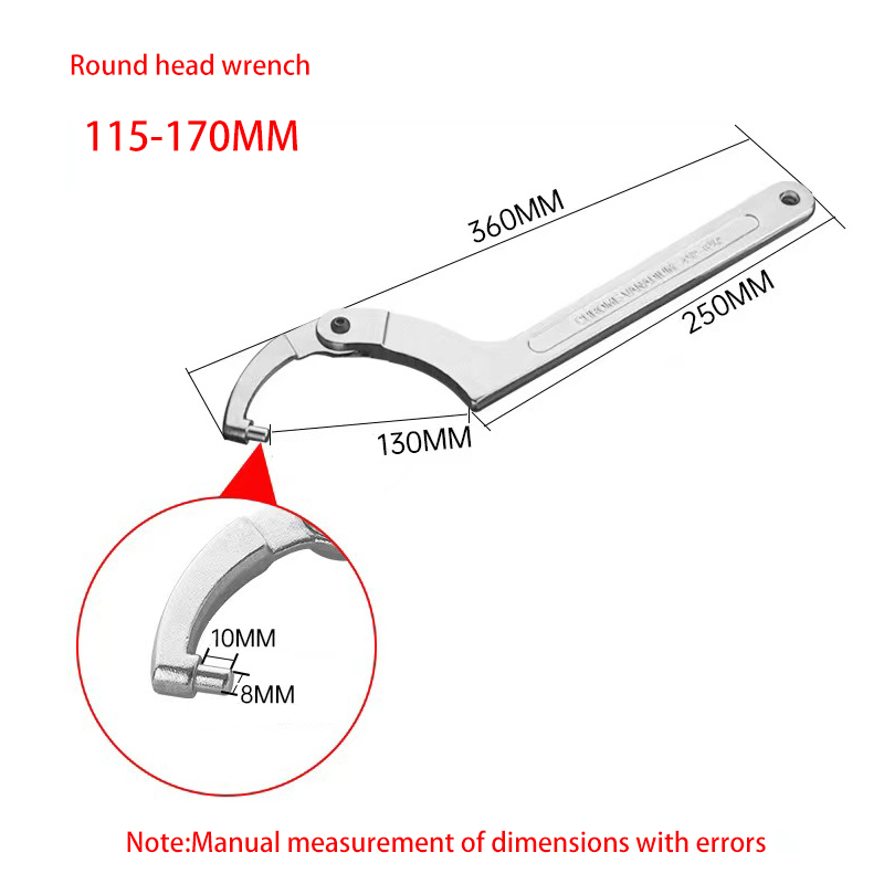 Adjustable Wrench Hook Spanner Square/Round Head CR-V Spanner For Round Bolt Maintenance Dismantling Tools 19-51/32-76/51-120mm: PURPLE