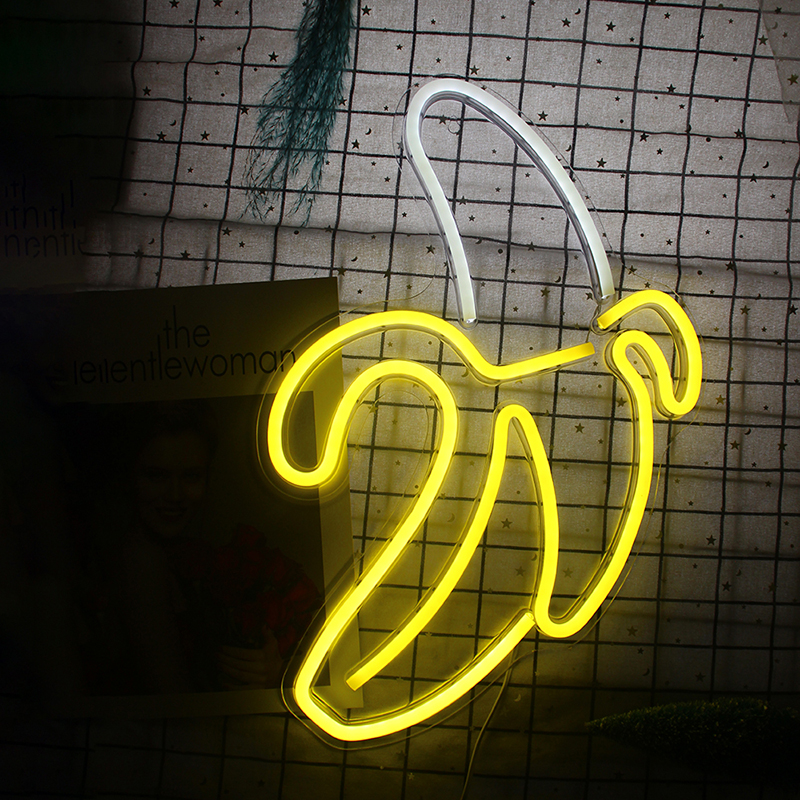 Wanxing Banana Neon Signs LED USB/Battery Powered Neon Lights for Christmas Room Wall Kids Bedroom Birthday Party Bar Decor: Large Acrylics