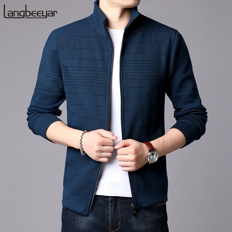 Windbreaker jakker herre mandarin krave cardigan street style trend overfrakke slim fit casual frakke herre tøj