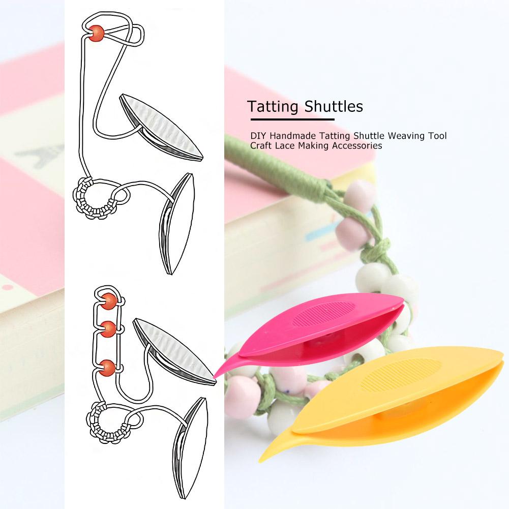 2Pcs PlasticTatting Shuttle DIY Handmade Tatting Shuttle Craft Weaving Tool Knitting AIDS