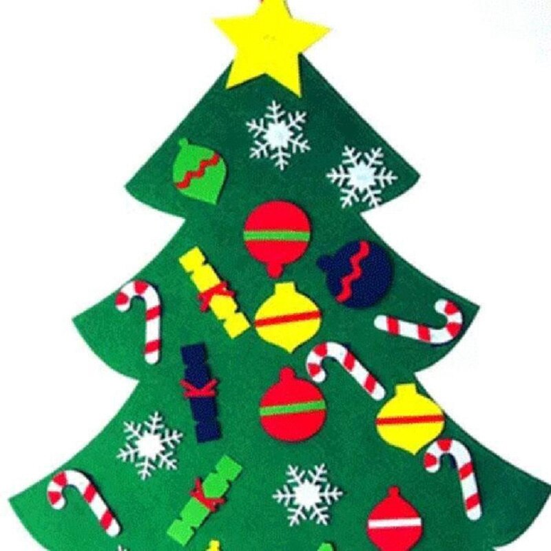 51 Piece Felt Christmas Tree Decoration, Detachable Glitter Ornaments, Reusable and Easy to Hang and Decorate, Perfect for Kids