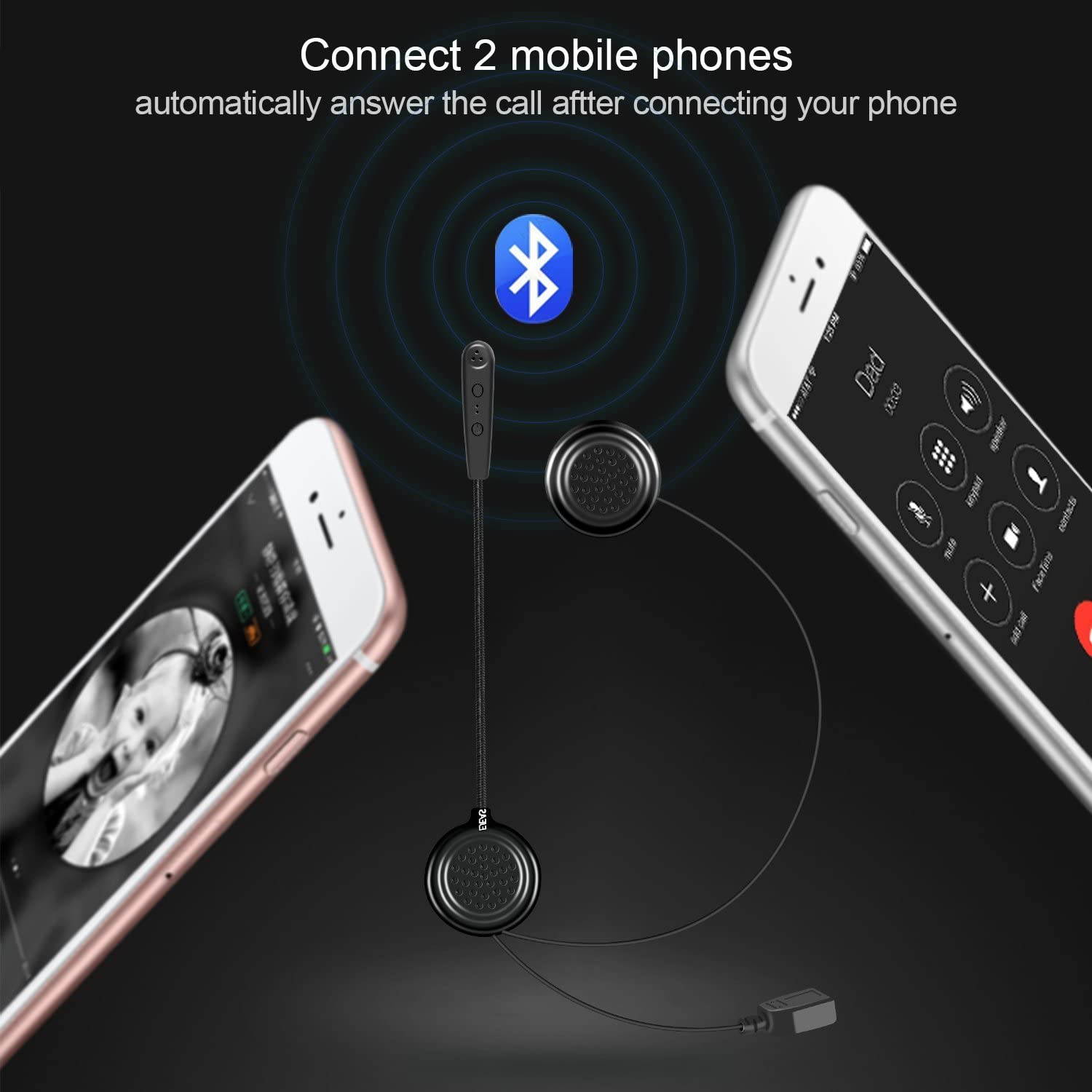 EJEAS Motorrad Helm Bluetooth 4,1 Headset E1 Gegensprechanlage Lautsprecher Kopfhörer Kommunikation Systeme Freisprecheinrichtung Anrufe für Motorbik