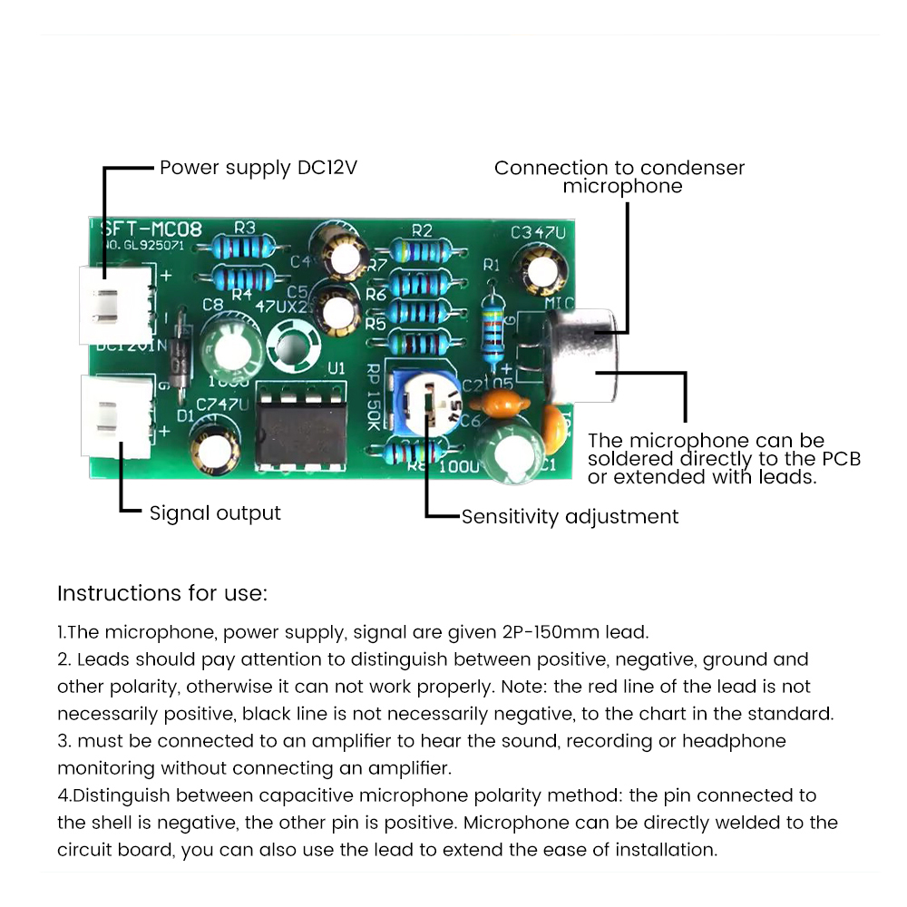 Diymore HiFi-Mikrofon Pickup DIY Modul Rausch unterdrückung Kollektor Mikrofon Verstärker platine hohe Empfindlichkeit Kit DC9-15V