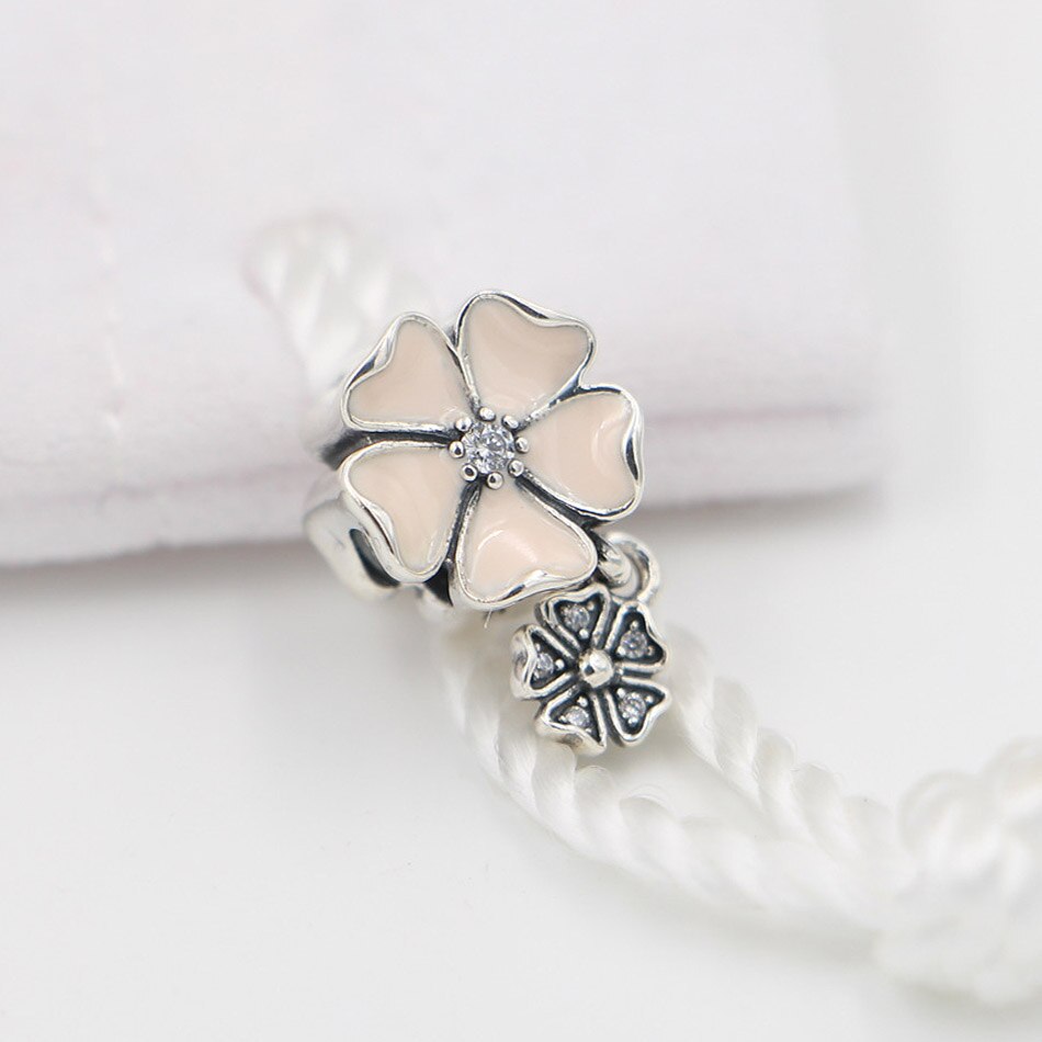 Originele Roze Enamel Cherry Blossom Hanger Kraal Fit 925 Sterling Zilver Bedel Charm Europa Armband Diy Sieraden