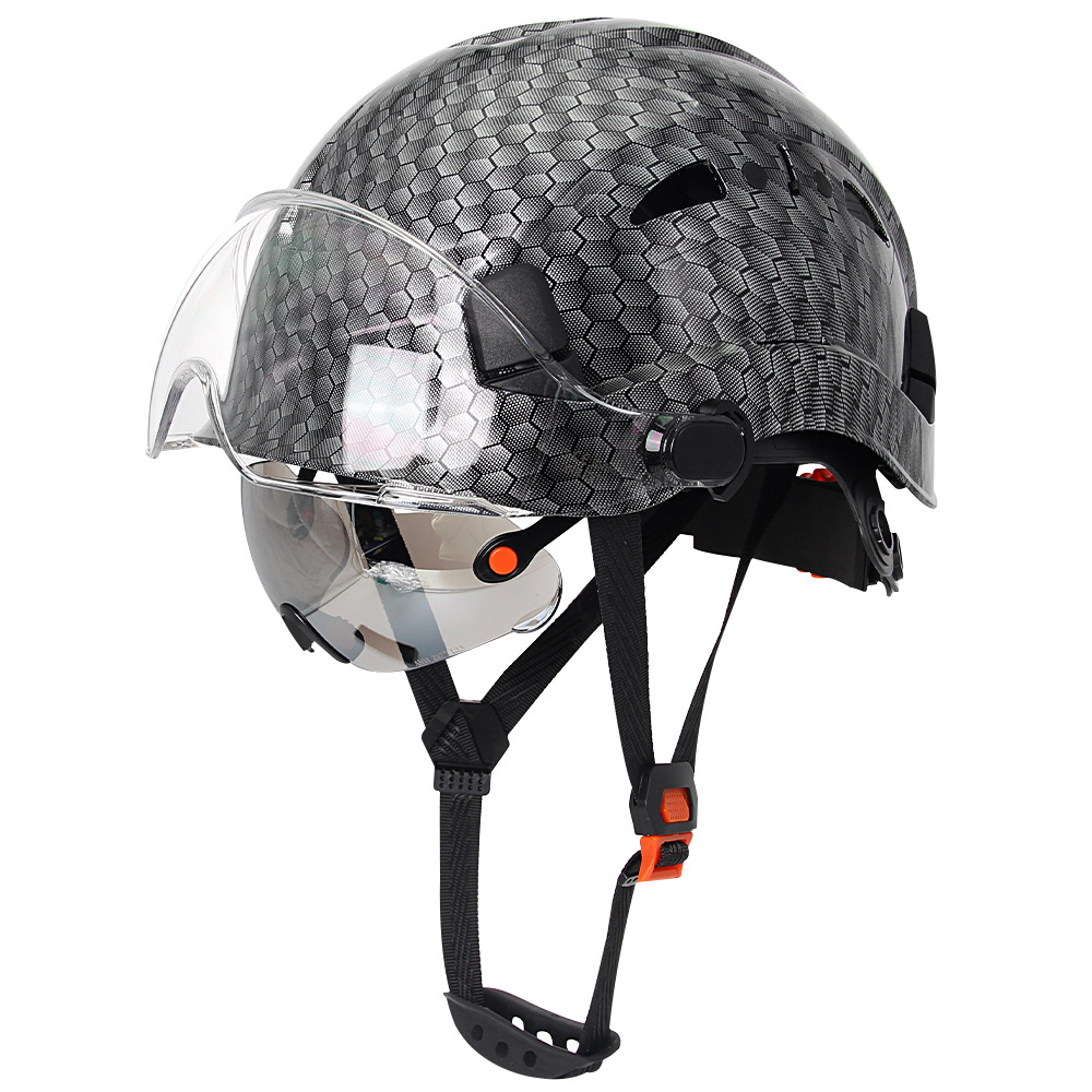 Construction Safety Helmet With Goggles Visor ABS Hard Hat Light ANSI Industrial Work Head Protection Rescue CR08