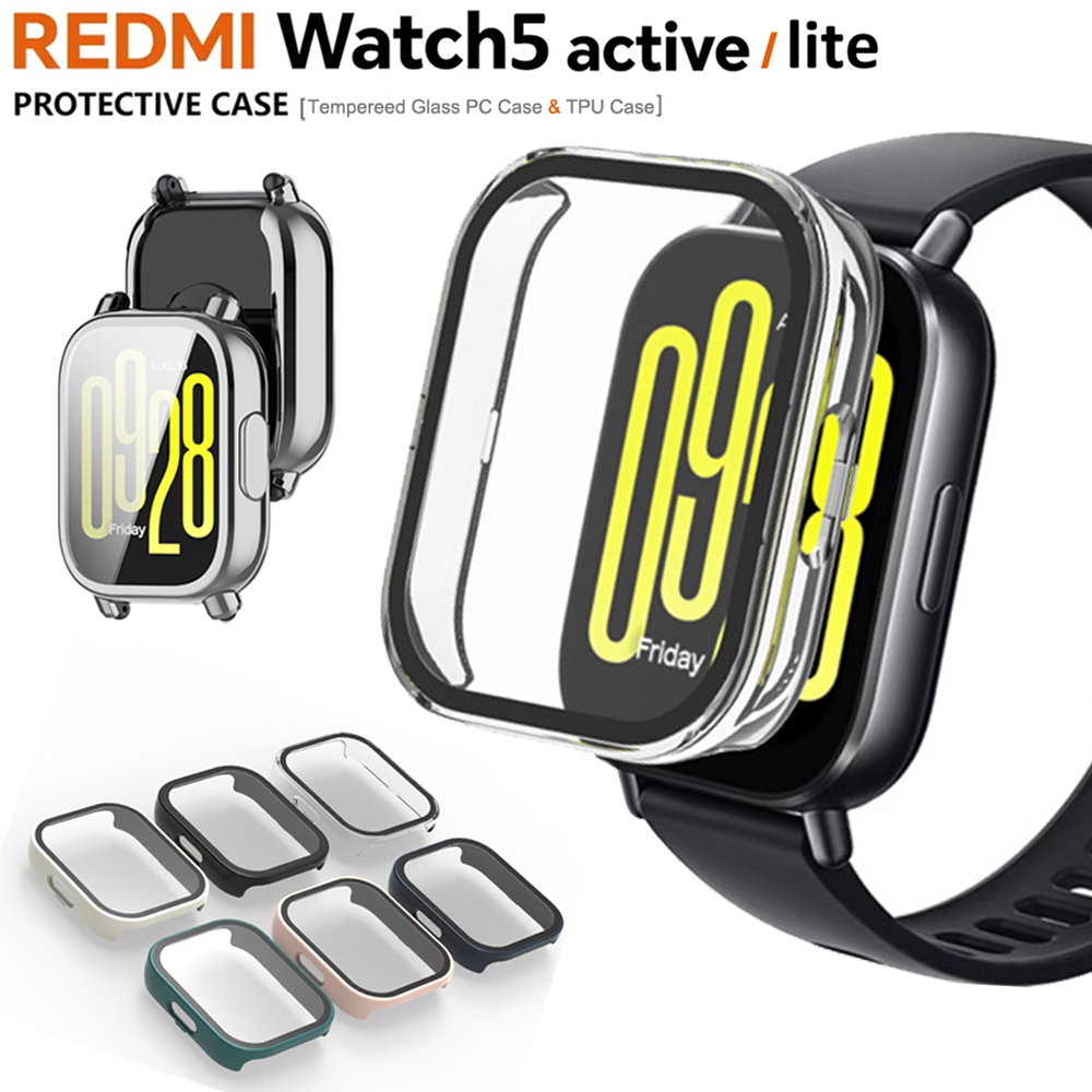 Gehard glas + pc-hoes voor Xiaomi Redmi Watch 5 Actieve / Lite Cover Zachte TPU-schermbeschermer Horlogekasten voor Redmi Watch 5 Lite