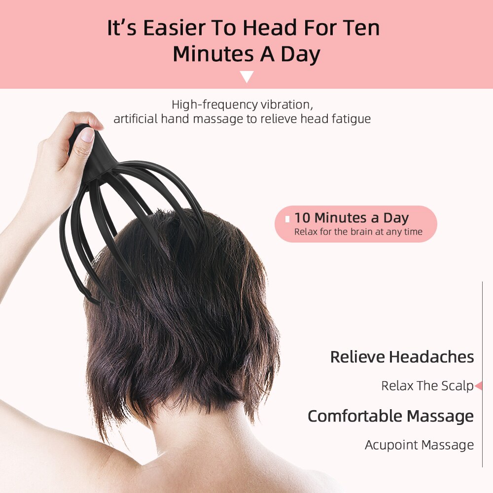 Electric Octopus Head Scalp Massager Relaxation Pain Relief Massager for Head Body Muscle Tension Anti-stress Massage Instrument