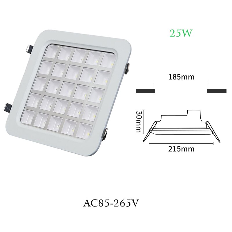 Led panellys  ac 85-265v væglampe paneler 4w 9w 16w 25w led firkantet panel downlight hvid varmt led gitter lys til stue: 25w / Varm hvid