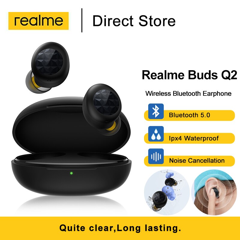 Realme Knoppen Q2 Tws Draadloze Bluetooth Koptelefoon Ruisonderdrukking Oordopjes Ipx4 Waterbestendig Headsets