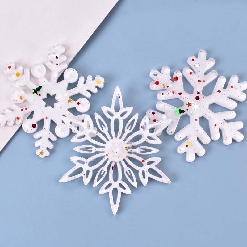 Kerst Holle Sneeuwvlok Ornament Silicone Mold Soft Clear Mal Hars Ambachtelijke Winter Versiering Diy Hangers Sieraden Maken