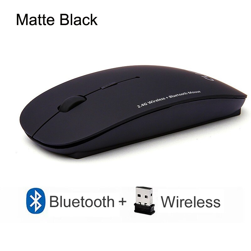 Souris optique ergonomique sans fil, 2.4Ghz, Bluetooth, 3 modes, 1600 DPI, Ultra-fine, Portable, ordinateur PC: Black