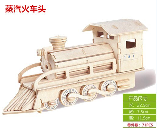 Candice Guo 3D Houten Puzzel Trein Locomotief Loco Motor Vervoer Monteren Houtbewerking Bouwpakket 1 Pc