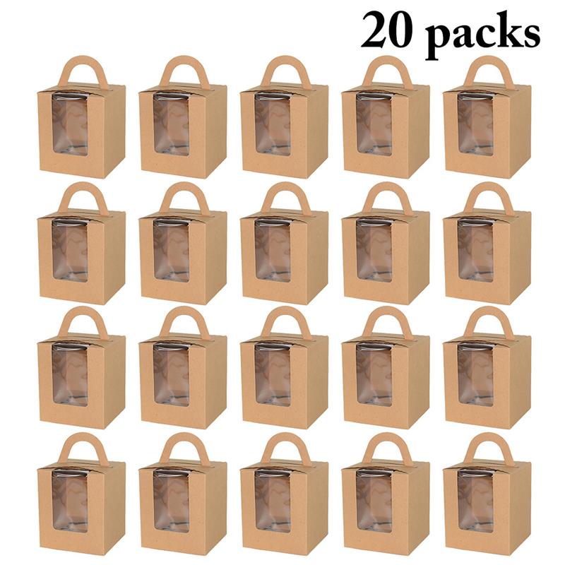 20 Stuks Leuke Mini Biscuit Snoep Doos Enkele Muffin Doos Draagbare Roze Venster Cupcake Doos Mousse Modder Pudding Fles Verpakking cup: 2