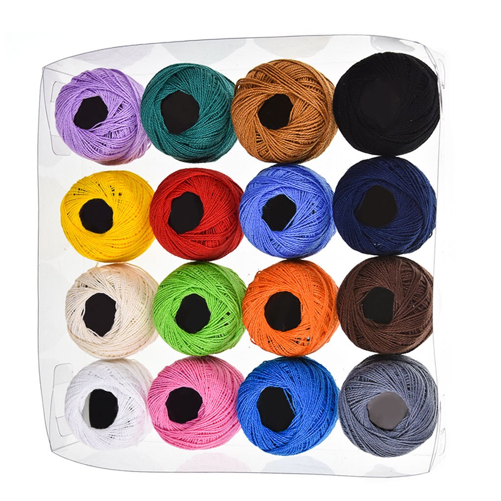 16 Kleuren/Set Gehaakte Katoenen Garen Ballen Kruissteek Borduren Hand Borduren Breien Threads Gemengde Kleuren Naaigaren